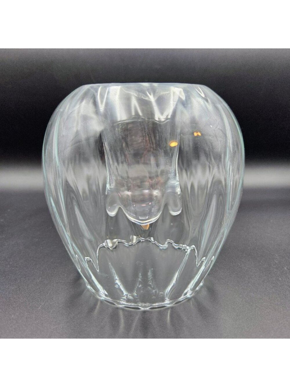 Vintage PartyLite Optic Odyssey Candle Holder Clear Glass Read